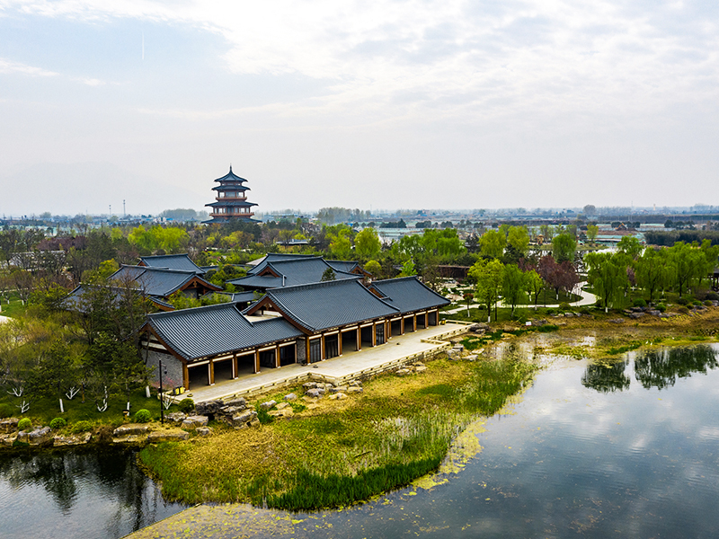 Bangunan Struktur Kayu Danau Xi'an Meibei